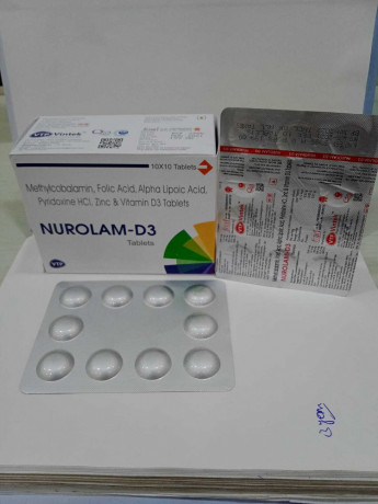 Methylcobalamin 1500mcg+ Folic Acid 1.5mcg + Alpha Lipoic Acid 100mg + Pyridoxine 300mcg + Zinc 22.5mg + Vitamin D3 1000 I.U. Tablet 1