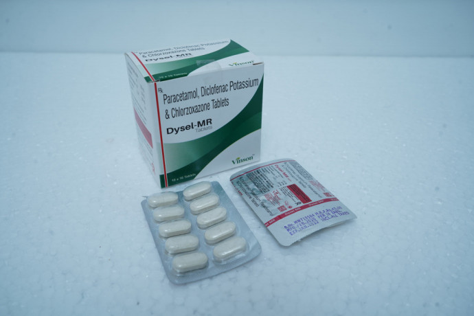 Diclofenac Potassium 50mg + Paracetamol 325mg + Clorozoxazone 250mg Tablet 1