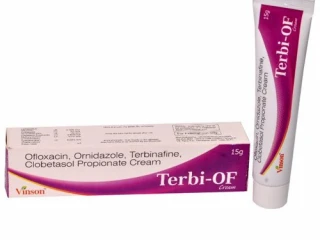Ofloxacin 0.75% w/w + Orindazole 2% w/w + Terbinafine 1% w/w + Clobetasol 0.05% w/w + Methylparaben 0.2% w/w + Propylparaben 0.02% w/w Cream
