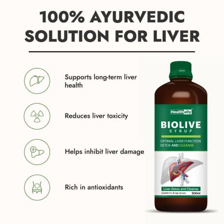 Healthally Bioliv Syrup for Liver Support | Ayurvedic Syrup for Fatty Liver with Natural Herbs | Natural Fatty Liver Tonic 1