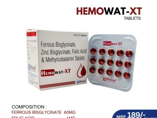 Hemowat-XT- Ferrous Bisglycinate 60mg + Folic Acid 1mg + Zinc 15mg + Methylcobalamin I.P. 500mcg