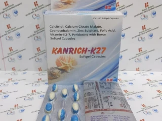Calcitriol, calicium citrate malate cyanocobalamin, zinc sulphate, folic acid, vit k27, pyridoxine with boron soft gel