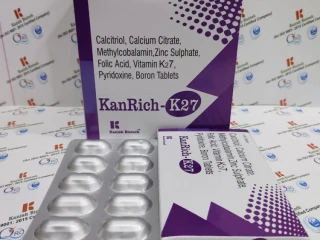 Calcitriol, calicium citrate malate cyanocobalamin, zinc sulphate, folic acid, vit k27, pyridoxine with boron.