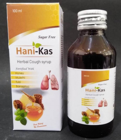 HANI-KAS... HERBAL COUGH SYRUP......Fortified With Honey * Mulethi * Tulsi * Banaphsa 1