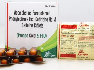 ACECLOFENAC IP 100 MG+PARACETAMOL IP 325 MG+PHYENYLEPHRINE HCL IP 5 MG + CITIRIZINE HCL IP 10 MG+CAFFEINE ANHYDROUS IP 25 MG