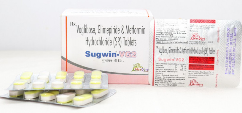 Voglibose IP 0.2 Mg+Glimepiride IP 2Mg+ Metformin Hcl IP 500 Mg (SR) Tablets 1