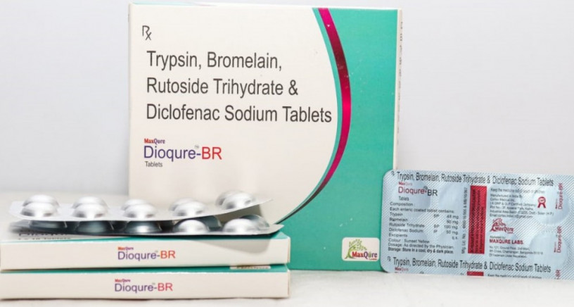 Trypsin BP 48 Mg+Bromelain 90 Mg+ Rutoside Trihydrate BP 100 Mg+Diclofenac Sodium IP 50 Mg Tablets 1