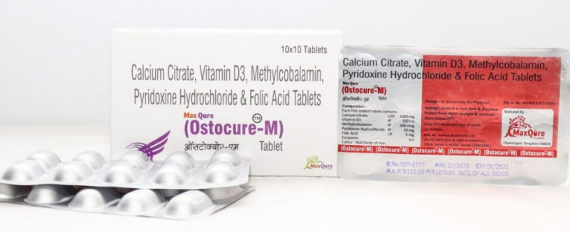 Calcium Citrate USP 1000 Mg+Vitamin D3 IP 200 IU+Methylcobalmin IP 500 Mcg+Pyridoxine Hydrochloride IP 10 Mg+Folic Acid IP 5 Mg Tablets 1